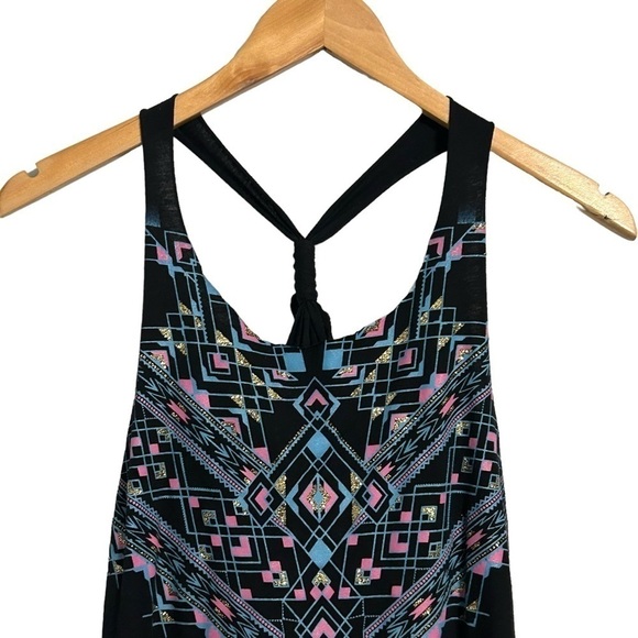 Ransom Racerback Boho Glitter Tank Women’s Size Small Black/Multicolored Design - Picture 2 of 7